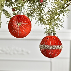 Boules de Noël en flocage rouge de 8 cm, nouveau design, <span class=keywords><strong>boule</strong></span> de Noël de luxe, peinture à la main - Product Image 4