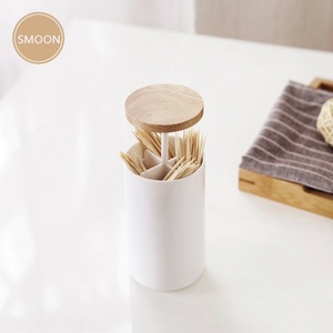 Contenedor Redondo de Almacenamiento de Algodón Cosmético, Caja de Almacenamiento de Algodón Acrílico, Soporte para Hisopos y Bolas de Algodón con Tapa - Product Image 2