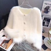 Suéter de Punto Informal de Invierno Más Vendido, Antiarrugas, 100% Poliéster, Cuello Redondo, Color Sólido, Cárdigan Suave de Un Solo Pecho para Mujer
