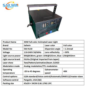 Luz Láser RGB de Alta Calidad de 30 W y 40 KPPS, Espectáculo de Luces Láser para Discoteca, Proyector Láser 3D ILDA, Animación Láser Quckshow, Luces Láser para DJ - Product Image 3