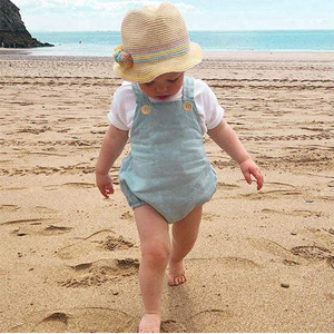 Hongbo <strong>2023</strong> Custom Logo 0-24 Months <strong>Baby</strong> Girls Boys Button Rompers Solid Linen Belt Jumpsuit New <strong>Born</strong> <strong>Baby</strong> Romper <strong>Clothes</strong> - Product Image 2
