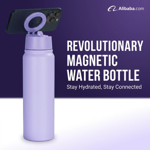 Botella de Agua para Gimnasio con Soporte Magnético Ajustable para Teléfono, para Videollamadas, Vlogging, Gimnasio, Lavanda, 24 oz - Product Image 1