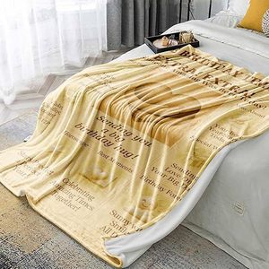 Birthday Newspaper Blessing Flannel Blanket Throw Blanket Nap Blanket Skin Friendly Reversible for Home Office Nap Custom Print - Product Image 2