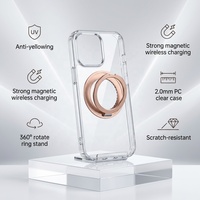 Funda Magnética Transparente Antiamarilla para Teléfono, con Soporte Metálico Giratorio de 360°, Protección Antigolpes para iPhone 18 Pro Max 17 16