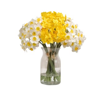 Bouquets de narcisses artificiels Guanyi, fleurs en soie blanches et jaunes, décorations pour mariage et maison - Product Image 4