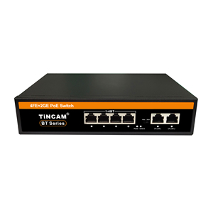<span class=keywords><strong>Switch</strong></span> POE TiNCAM a 4 Porte <span class=keywords><strong>10</strong></span>/100Mbps con 2 Porte <span class=keywords><strong>Gigabit</strong></span> Uplink, Modalità Extend, VLAN IEEE 802.3 AF/AT/BT <span class=keywords><strong>Gigabit</strong></span> per Telecamere IP Dahua e NVR - Product Image 1