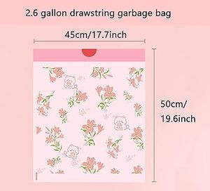ถุงขยะแบบไม่ต้องฉีกสำหรับห้องน้ำ สำนักงาน บ้าน ห้องนอน ยี่ห้อ Huamaohengchun พร้อมถุงใส่ขยะลายดอกลิลลี่สีชมพู - Product Image 4