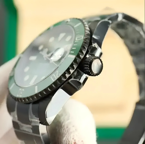 2025 High-End Best-Selling <b>Men's</b> Mechanical <b>Watch</b>, Classic Diver Model, <b>Black</b> Steel with Green Bezel - Product Image 3