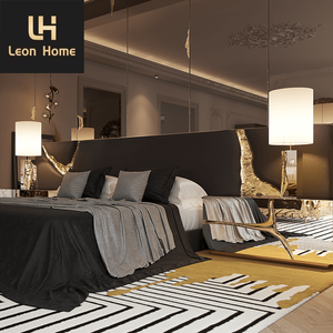 Cabecero negro de diseño italiano de estilo europeo de lujo moderno, marco de cama tamaño queen, dormitorio, camas reales de lujo - Product Image 4