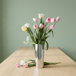 Vase en acier inoxydable au design minimaliste, porte-fleurs de table, peut contenir de l'eau, pour la décoration de la fête des mères - Product Image 1