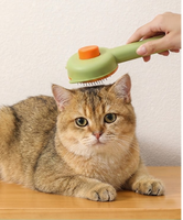 Brosse démêlante SHIYUAN en acier inoxydable pour chats et chiens, peigne à picots souples, outil de toilettage pour animaux, auto-nettoyant, pour une élimination facile des poils.