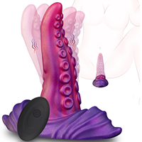 Vibromasseur Dildo Monstre en Silicone à Tentacules Fantaisie avec 10 Modes pour Stimulation du Point G, Vaginale et Anale, avec Ventouse