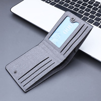 Dompet Kanvas Pendek Pria Warna Solid Tempat Kartu Dompet Kanvas Pendek Dompet Koin Pria Dompet Kartu Kredit Pendek Bisnis untuk Pria