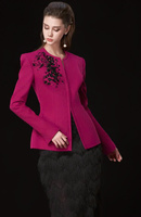 Toptan Fiyat Orman Gülü ve Mücevher Koyu Pembe Peplum Ceket Kadın Blazer 2 Cepli Polyester/Pamuk Nefes Alabilen ODM Vietnam