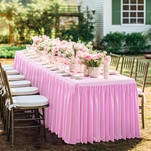 도매 파티 연회 야외 장식 테이블 스커트 6FT 웨딩 테이블 천 커버 테이블 옷 - Product Image 4