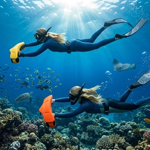 Traje de Buceo de Neopreno para Mujer, Traje Completo Azul, Corte Regular, Impermeable, Equipo de Buceo y Natación para Verano - Product Image 1