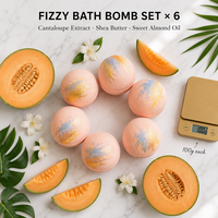 Bombe de bain effervescente personnalisée à l'huile d'amande douce et au cantaloup naturel, parfum fruité, adoucissante, coffret cadeau spa OEM ODM 100g
