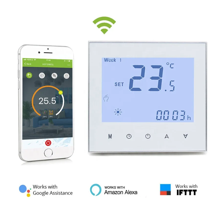 Comprar Termostato eléctrico para calefacción de suelo, termostato WIFI  90-240VAC 16A, Control remoto inteligente, funciona con Google Home y Alexa