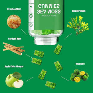 Etiqueta privada Vegano Sea Moss Bladderwrack Gummies 60 Count Premium Health Wellness Vitamins OEM/ODM para mujeres embarazadas Recién nacidos - Product Image 2