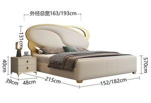 Cama de almacenamiento de elevación de madera con <span class=keywords><strong>Base</strong></span> de acero dorado de lujo italiano, cama de cuero suave Master Home, habitación de Hotel, camas de lujo con luz - Product Image 4