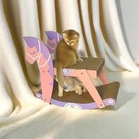 Vente en gros du fabricant Nouveau modèle Cheval à bascule Confortable Haute densité Grands lits pour chats Planches à gratter pour chats Maison