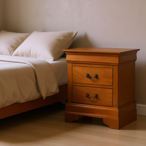 Comodino in Quercia con 2 Cassetti, Arredamento Tradizionale per Camera da Letto, Mobile per la Casa - Product Image 2