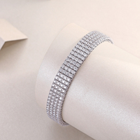 Moissanit Tennis-Armband 4 Reihen S925 Sterling Silber Komplettset 19cm 7,5 Zoll Damenschmuck