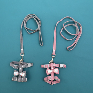 Pet Harness With Leash Adjustable For Small <b>Dogs</b> And Cats Pink Gray Color - Product Image 1