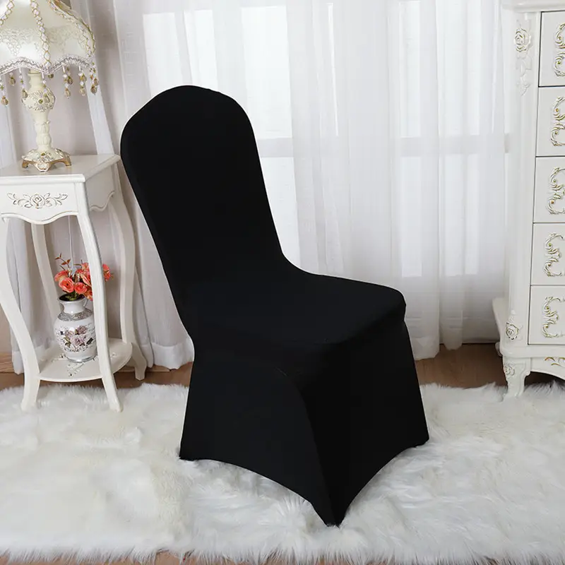 Cubierta de silla ajustada Decoración Spandex Elástico Fundas para sillas de boda Venta caliente Diseño Calidad Púrpura Spandex Poliéster Liso