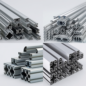 Perfil de Extrusión de Aluminio 6063 T5 con Ranura en T Cuadrada, Marco Industrial con Orificio Central - Product Image 1