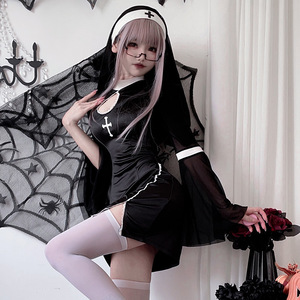 Halloween mujer monja <span class=keywords><strong>Sexy</strong></span> Cosplay <span class=keywords><strong>disfraz</strong></span> monja <span class=keywords><strong>disfraz</strong></span> Cruz oscuro gótico Cosplay - Product Image 4