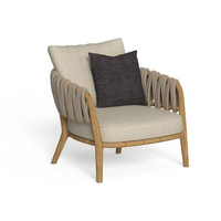 Ensemble de canapés modulaires d'extérieur en teck avec tissage de corde pour fauteuil d'extérieur solide. Ensemble de salon en teck