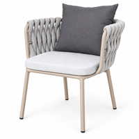 Fauteuil de jardin en corde tressée avec coussin résistant aux intempéries et structure en métal thermolaqué pour balcon et jardin