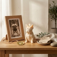 Kit de Regalo Conmemorativo para la Pérdida de Mascotas Pawvita, Vela de Cera de Soya con Medallón de Bulldog Francés, Tarjeta con Huella de Pata Plantable, Set de Regalo de Condolencias para Mascotas