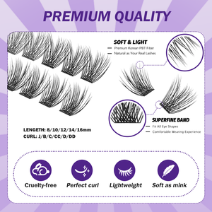 Prix d'usine – Kits d'extensions de cils DIY <span class=keywords><strong>à</strong></span> segments pré-coupés, double couche, en grappes, pour pose individuelle - Product Image 4