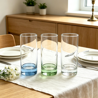 Verre à boire cylindrique minimaliste nordique avec fond coloré, verre transparent haut de gamme pour boissons froides, limonade glacée