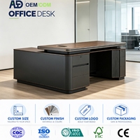 Bureaux de direction en MDF en forme de L avec armoire latérale, mobilier de bureau au design moderne pour les espaces de travail des entreprises