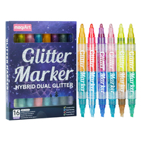 Lot de marqueurs pailletés permanents écologiques à pointe fine, 16 couleurs, stylos de peinture scintillants pour le bricolage et l'art – Fournisseur