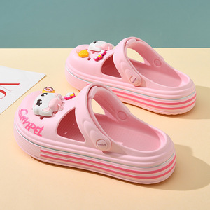Crocs à semelles épaisses pour femmes, blanc, rose, design de dessin animé, EVA, antidérapant, pantoufles de plage d'été, taille 35 40 - Product Image 2