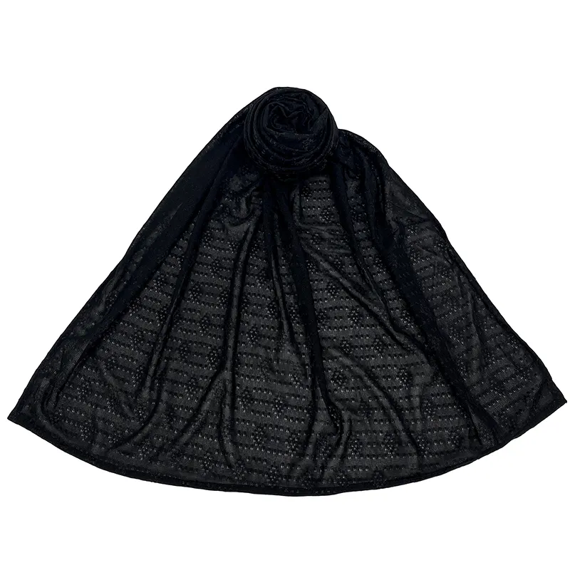 Desain baru Jersey katun Argyle Jacquard syal mode empat arah elastis tebal jersey wanita Muslim hijab tersedia
