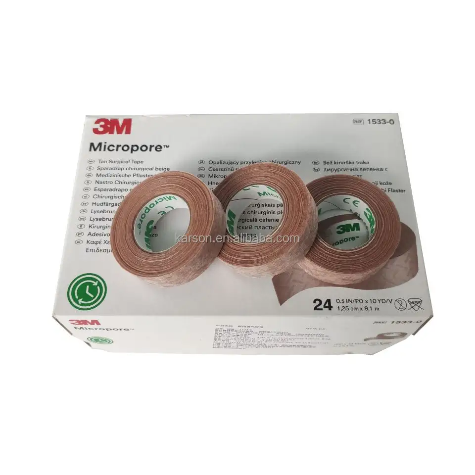 3M Micropore Cinta Quirúrgica Tan 1533-0 1,25 cm x 9,1 M 24 rollos