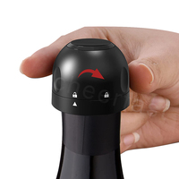 Bouchon étincelant en plastique noir réutilisable et en acier inoxydable, bouchon économiseur de Champagne, bouchon de bouteille de Champagne, vente directe d'usine