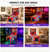 Mesin Pinball Virtual Komersial 32 Inci, Dioperasikan dengan Koin, Mesin Game Arcade Digital untuk Pusat Permainan