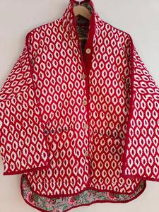 Blouson bomber classique en velours imprimé à la main avec des motifs floraux brodés, rembourrage en coton, longueur courte, prêt pour l'hiver, en stock - Product Image 6