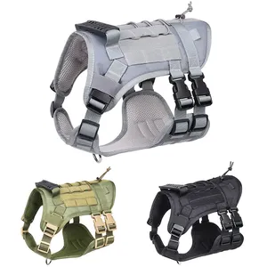 Tactical Hot Sale Blank Military Big Oxford Dog Cat Tactical Harnesses For Dogs Collar Chest Running Harness Leash Set