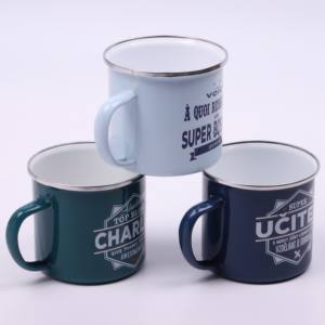 Tazza smaltata a sublimazione vuota da campeggio con <span class=keywords><strong>smalto</strong></span> alto 15 once bruciato ad alta temperatura con manico - Product Image 2