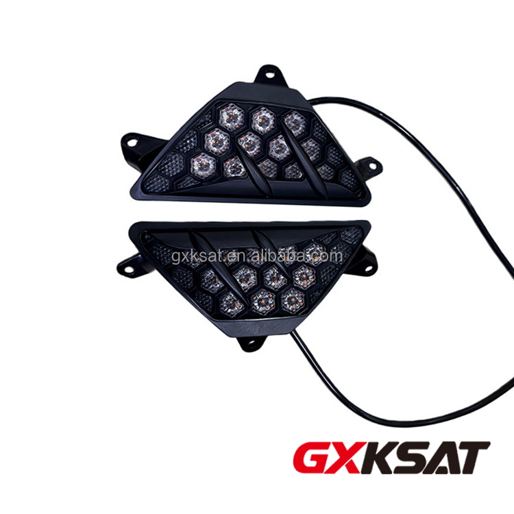 GXKSAT LED Honeycomb Triangular Motorcycle Turn Signal Light for