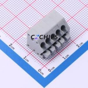 DB250A-3.5-5P-GY Spring Terminal Block Through hole Component (THT),P=3.5mm Connector 1x5P 3.5mm Gray 5P - Product Image 1