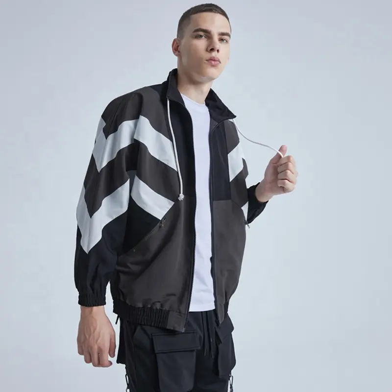 Nylon Stripe Contrast Stripe Windbreaker Mens Winter Jacket