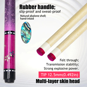 ไม้คิวพูลลายดอกซากุระฝังในไม้เมเปิล - หัวคิว 12.5 มม. ข้อต่อ Uni-loc ลายดอกไม้สีชมพู - Product Image 2